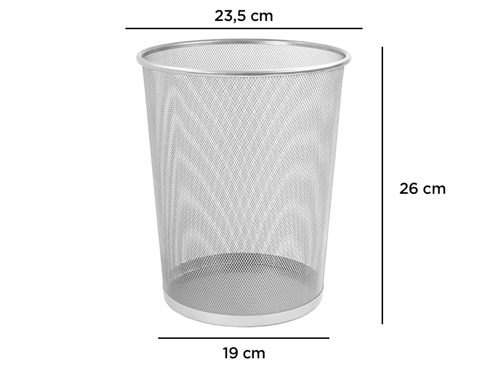 CESTO DE PAPEIS Q-CONNECT DE REDE METALICO PRATA CAPACIDADE 8,3 LITROS 26X23,5 CM