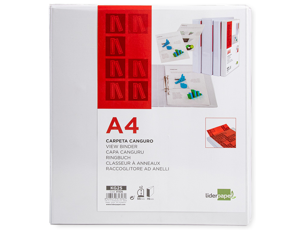 PASTA CANGURU LIDERPAPEL DIN A4 2 ANEIS DE 55 MM