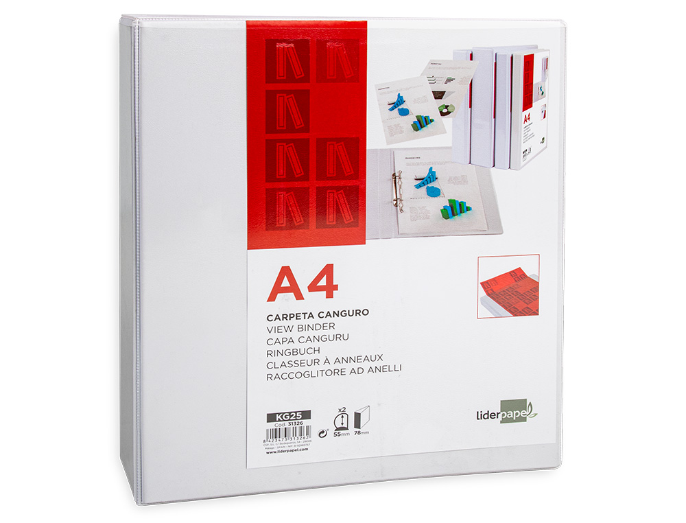 PASTA CANGURU LIDERPAPEL DIN A4 2 ANEIS DE 55 MM