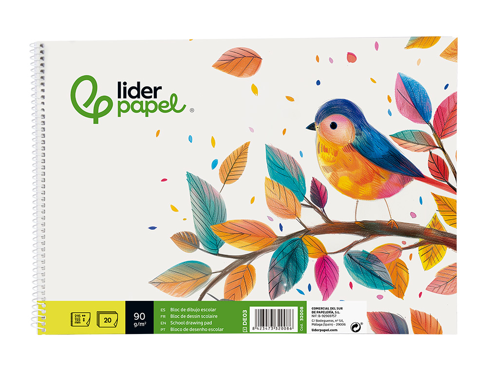 BLOCO DESENHO LIDERPAPEL 20FLS. 90GRS TAMANHO 155X215 MM