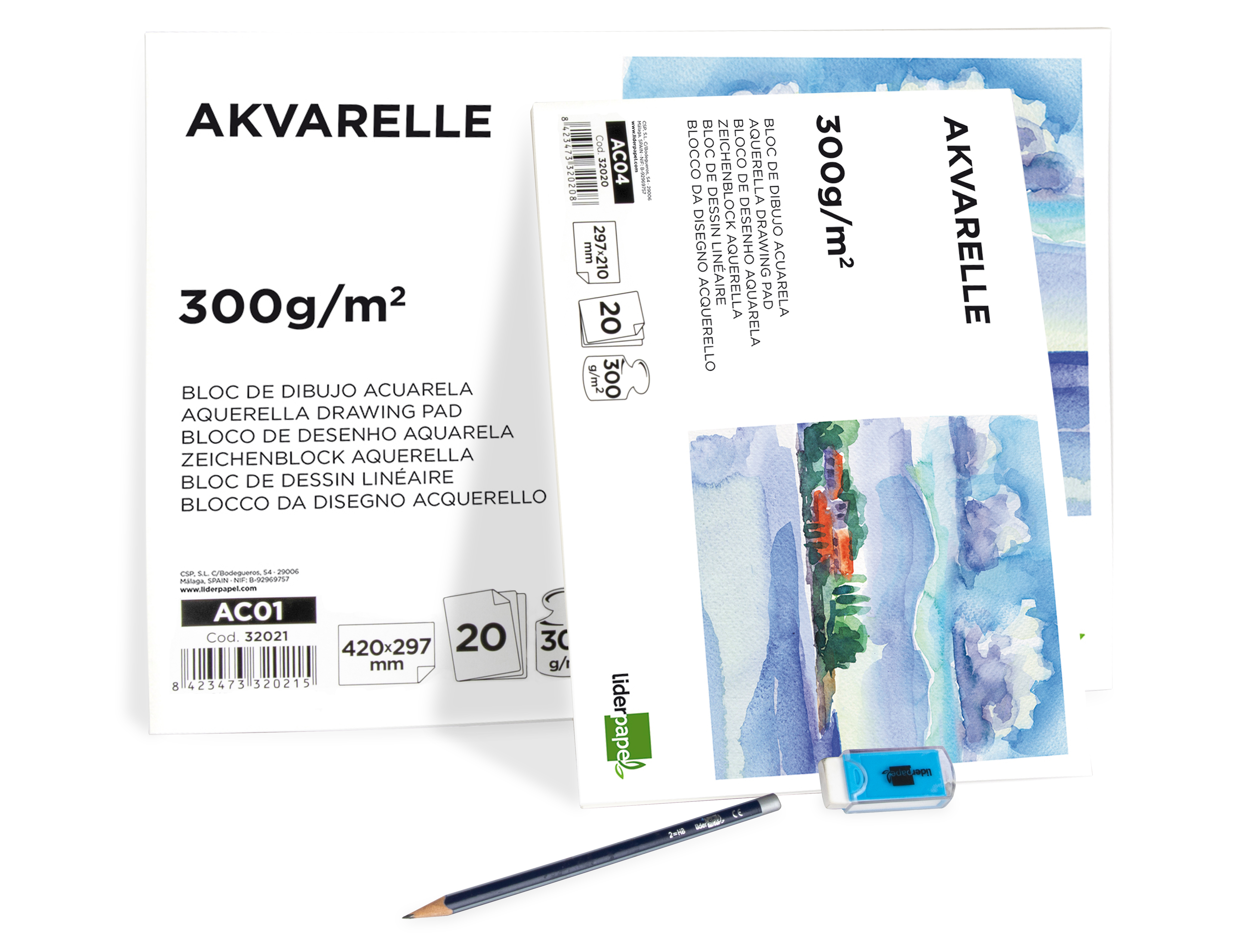BLOCO DE DESENHO AGUARELA COLADO A3 420X297MM 20 FOLHAS