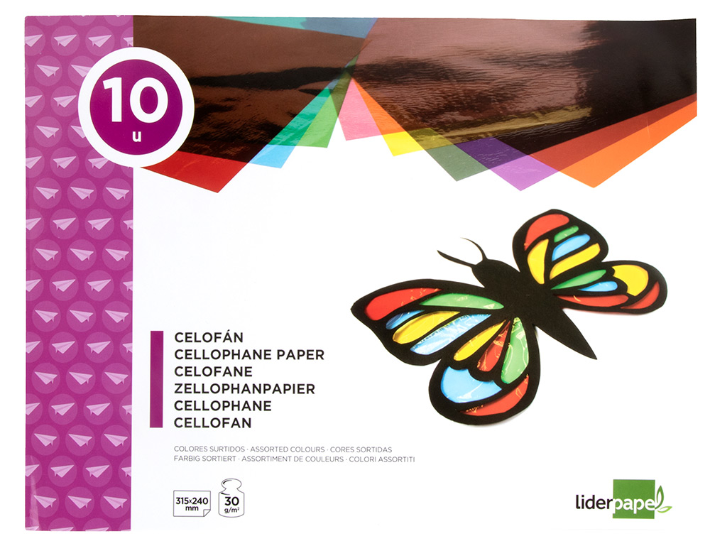 BLOCO TRABALHOS MANUAIS LIDERPAPEL CELOFANE FOLIO 10 FOLHAS SORTIDO