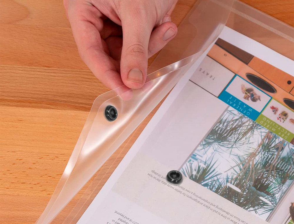 BOLSA PORTA DOCUMENTOS LIDERPAPEL COM MOLA DIN A3 TRANSPARENTE
