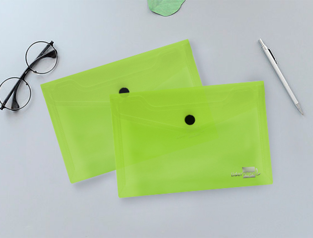 BOLSA PORTA DOCUMENTOS LIDERPAPEL COM MOLA DIN A6 VERDE