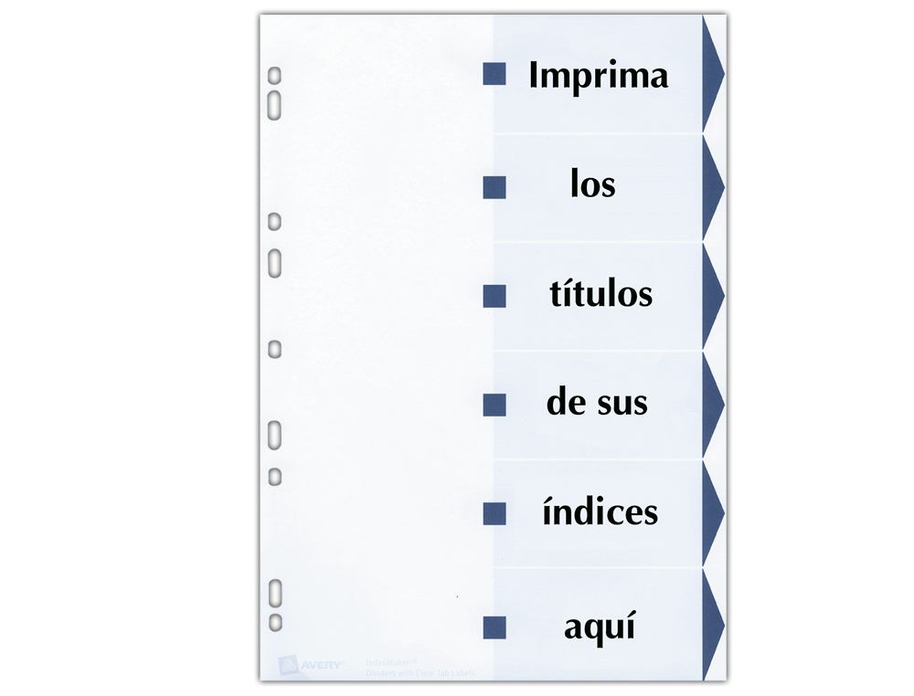 SEPARADOR AVERY DE CARTOLINAI 12 SEPARADORES DIN A4