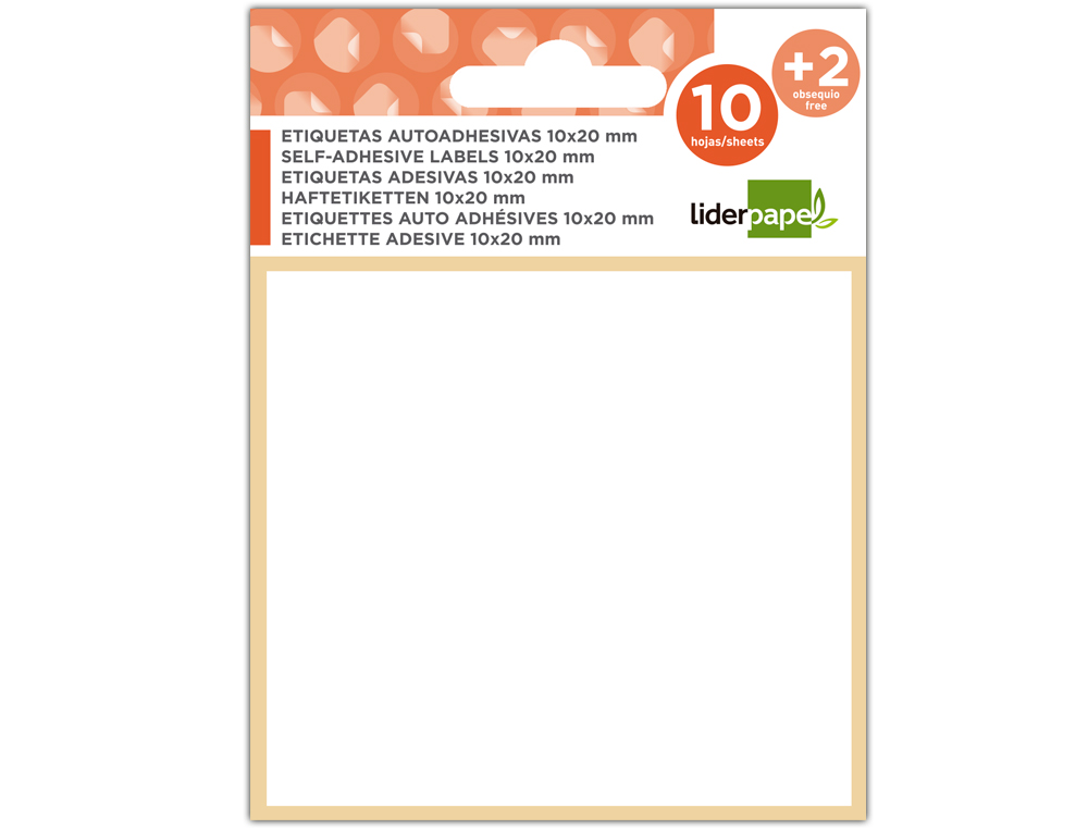 ETIQUETAS ADESIVAS LIDERPAPEL 10 + 2 FOLHAS 19X27 MM 192 ETIQUETAS