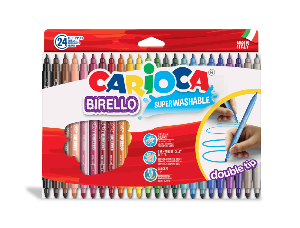 MARCADOR CARIOCA BIRELO DUPLA PONTA CAIXA DE 24 CORES