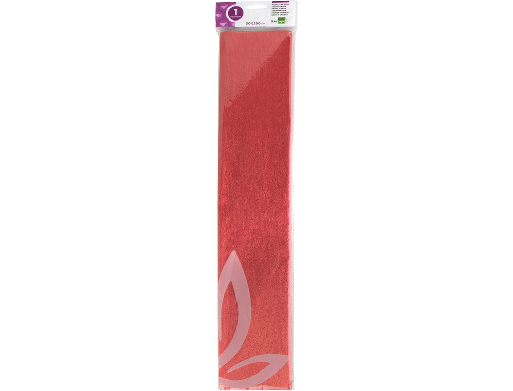 PAPEL CREPE EM CELOFANE LIDERPAPEL 50 CM X 2,5 M VERMELHO METALIZADO