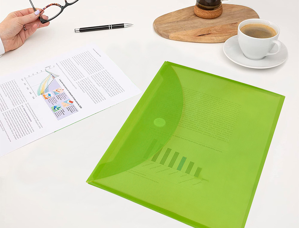 BOLSA PORTA DOCUMENTOS LIDERPAPEL DIN A4 VERDE