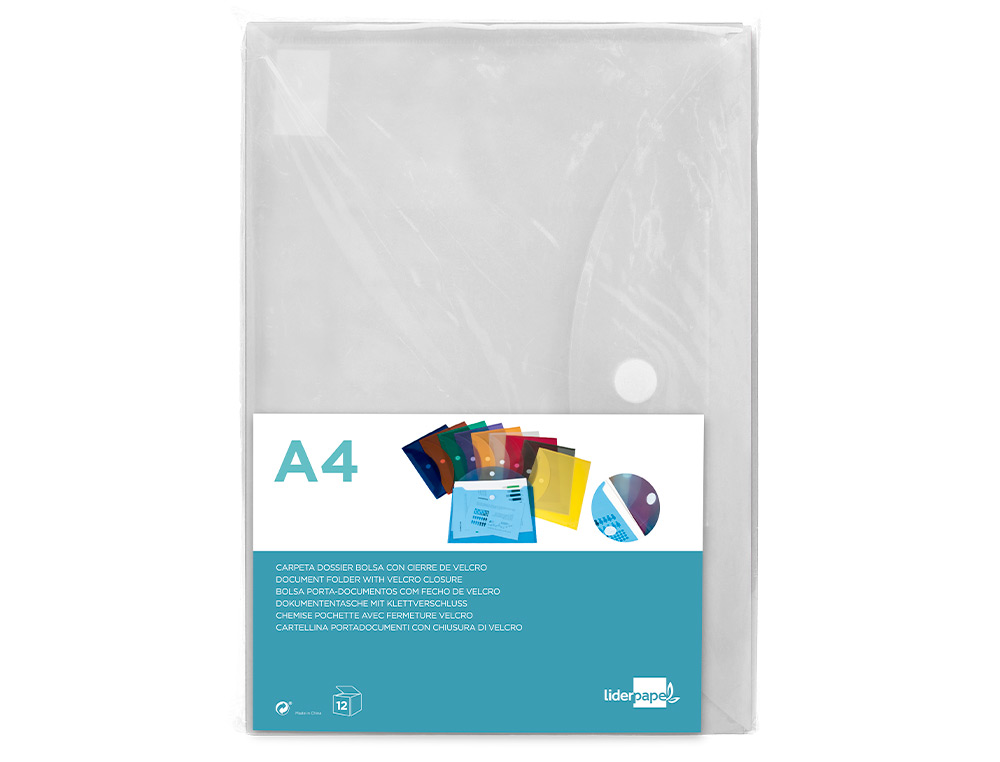 BOLSA PORTA DOCUMENTOS LIDERPAPEL DIN A4 CRISTAL