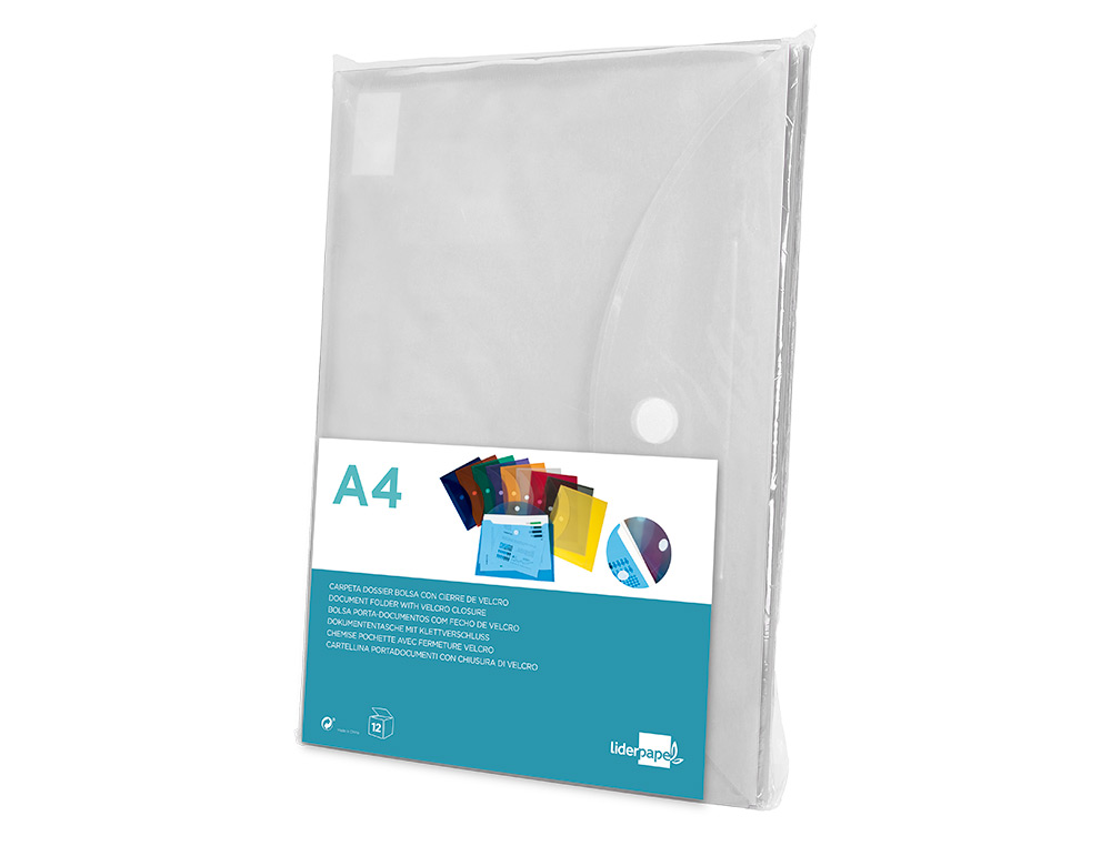 BOLSA PORTA DOCUMENTOS LIDERPAPEL DIN A4 CRISTAL