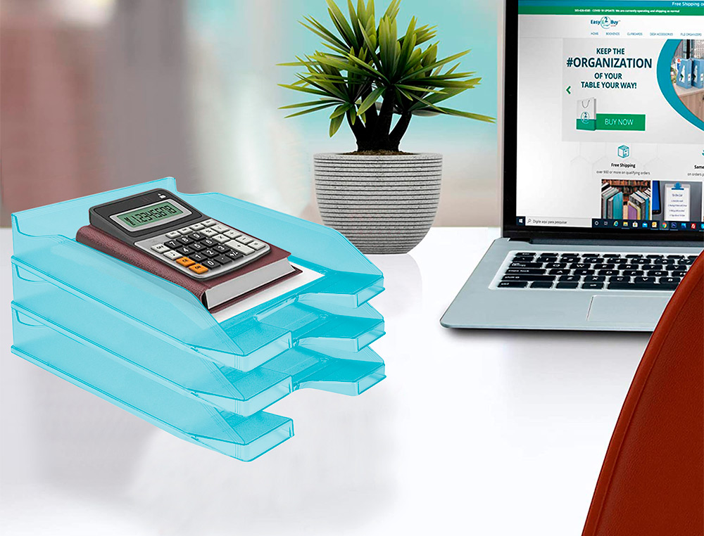 TABULEIRO DE SECRETARIA Q-CONNECT PLASTICO TURQUESA TRANSPARENTE