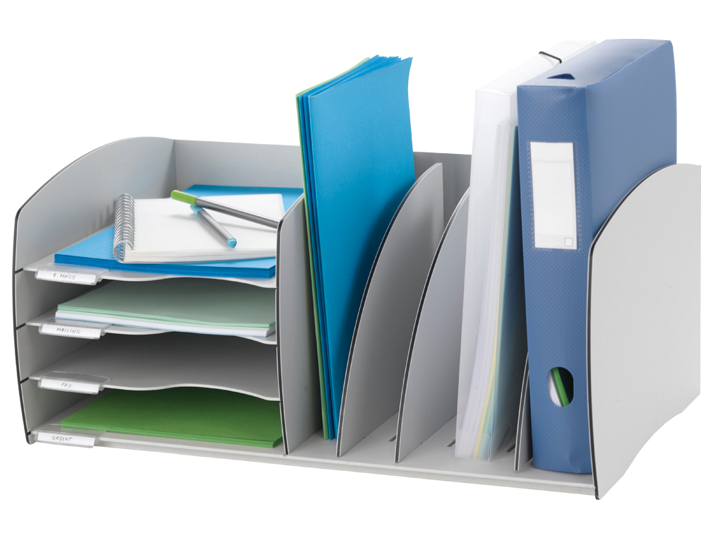 ORGANIZADOR DE ARMARIO PAPERFLOW CINZA COMPOSTO POR ESPACO DE ARQUIVO E 4 TABULEIROS 245 X 593 X 340 MM