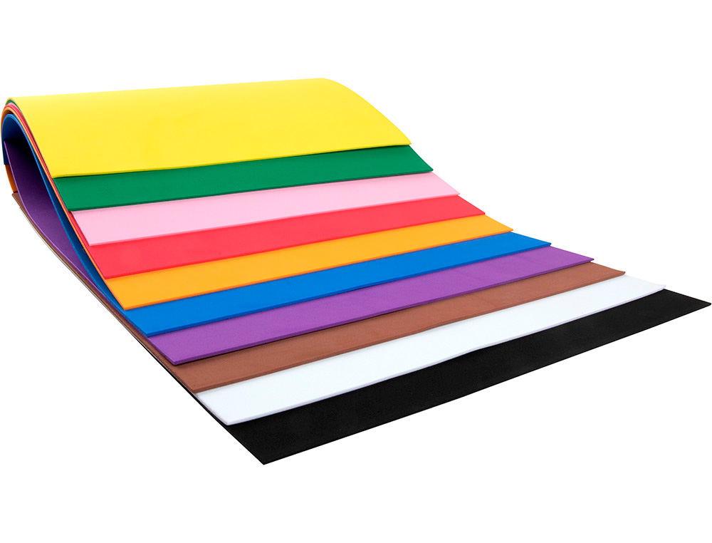 BLOCO TRABALHOS MANUAIS LIDERPAPEL GOMA EVA FOLIO 10 PRANCHAS CORES SORTIDAS