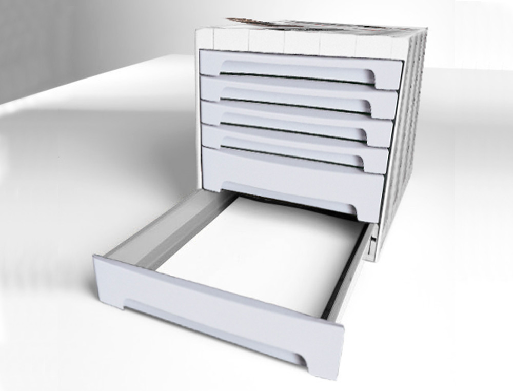 BLOCO CLASSIFICADOR DE SECRETARIA ARCHIVO 2000 305X370X215 MM BANDEJA SUPERIOR 6 GAVETAS CINZA OPACO