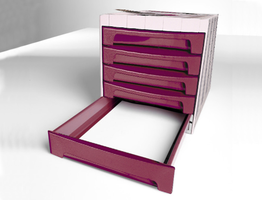 BLOCO CLASSIFICADOR DE SECRETARIA LIDERPAPEL 6 GAVETAS BORDEAUX OPACO 370X305X215 MM ESPACO ORGANIZACAO SUPERIOR