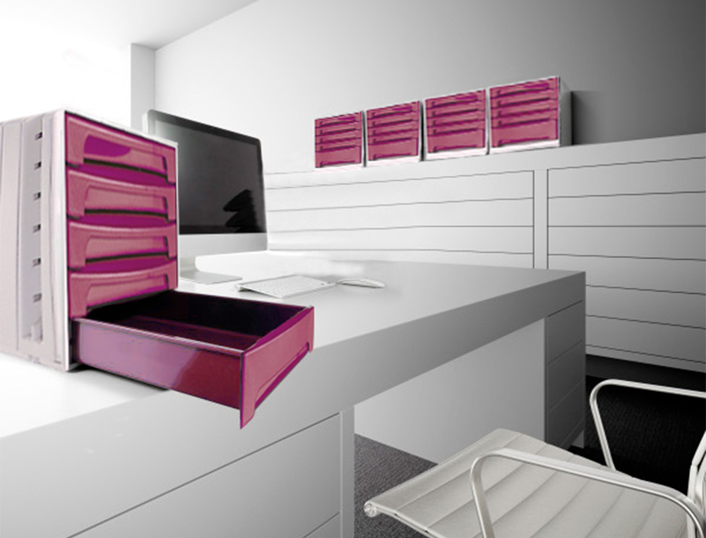 BLOCO CLASSIFICADOR DE SECRETARIA LIDERPAPEL 6 GAVETAS BORDEAUX OPACO 370X305X215 MM ESPACO ORGANIZACAO SUPERIOR