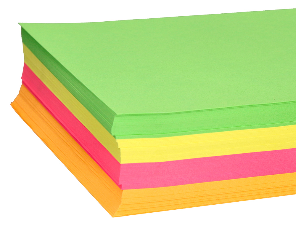 PAPEL DE COR LIDERPAPEL DIN A4 75 GR QUATRO CORES NEON SORTIDAS EMBALAGEM DE 500 FOLHAS