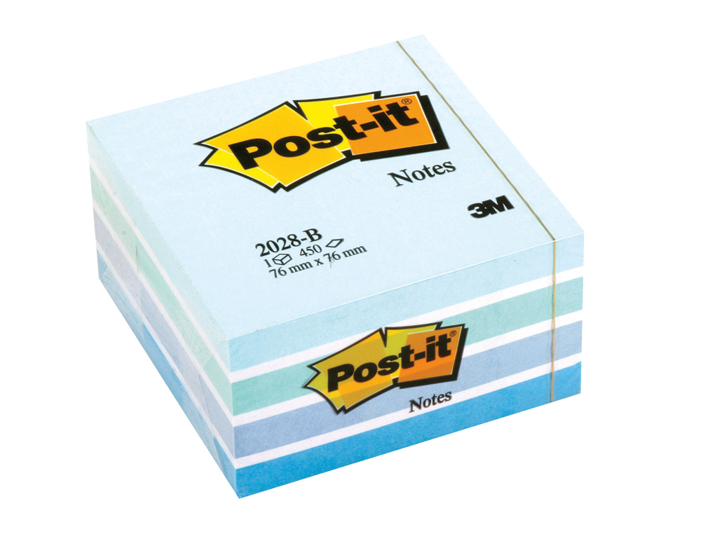 BLOCO DE NOTAS ADESIVAS POST-IT 76X76 MM CUBO COR AZUL PASTEL 450 FOLHAS