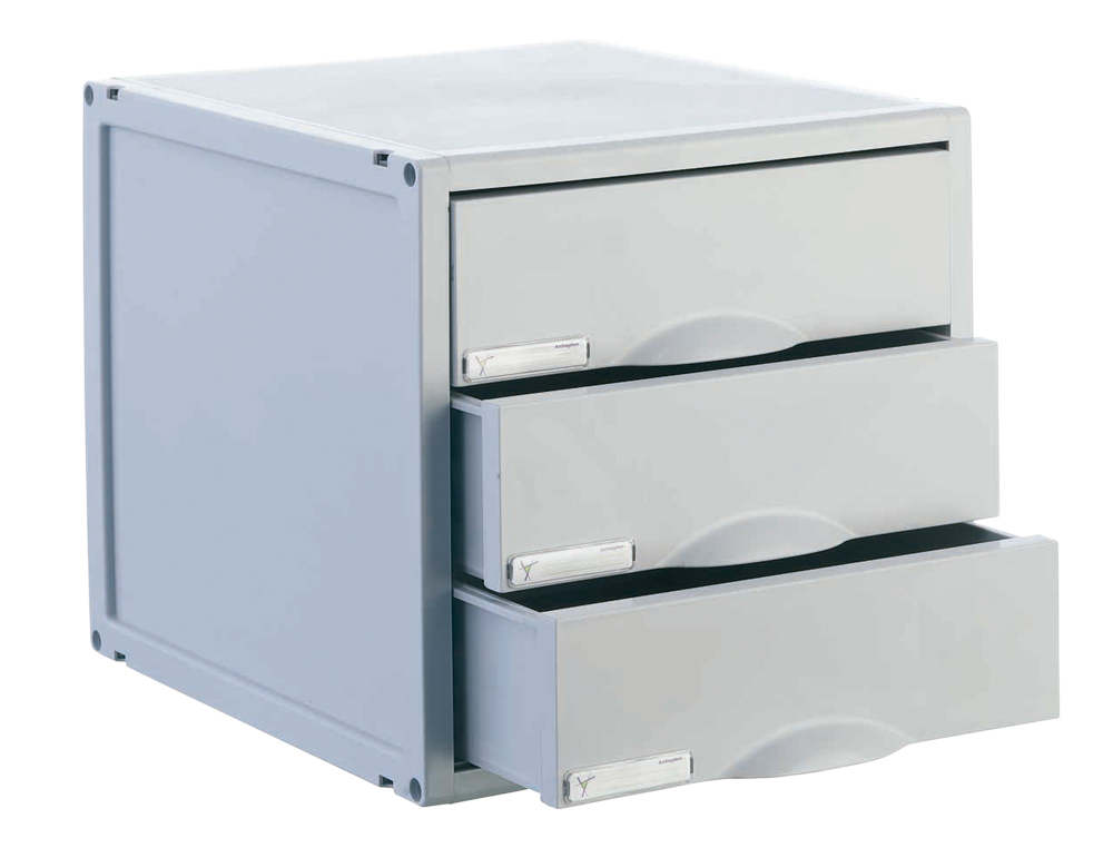 BLOCO CLASSIFICADOR DE SECRETARIA ARCHISYSTEM 3 GAVETAS COR CINZA 356X316X303 MM
