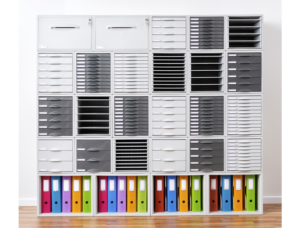 BLOCO CLASSIFICADOR DE SECRETARIA ARCHISYSTEM 3 GAVETAS COR CINZA 356X316X303 MM