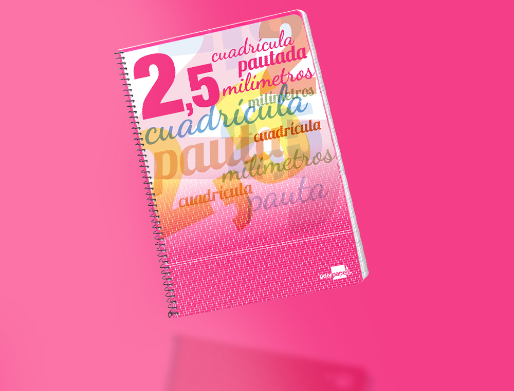 BLOC ESPIRAL LIDERPAPEL TAPA CARTONCILLO FOLIO 80 HOJAS CUADRICULADO PAUTADO 2,5 MM 70 GRS CON MARGEN COLORES