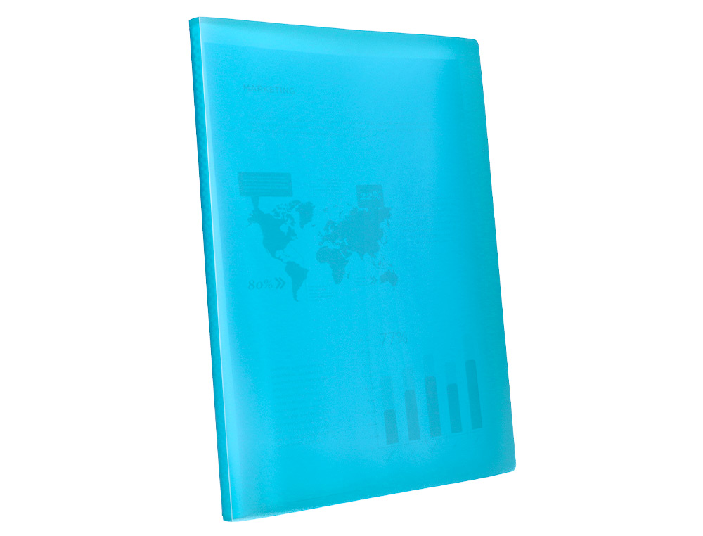 CAPA CATALOGO LIDERPAPEL 20 BOLSAS POLIPROPILENO DIN A4 TRASLUCIDA AZUL FROSTY
