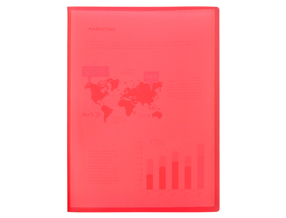 CAPA CATALOGO LIDERPAPEL 40 BOLSAS POLIPROPILENO DIN A4 TRASLUCIDA VERMELHO FROSTY