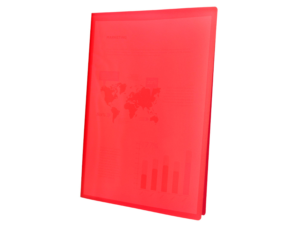 CAPA CATALOGO LIDERPAPEL 40 BOLSAS POLIPROPILENO DIN A4 TRASLUCIDA VERMELHO FROSTY
