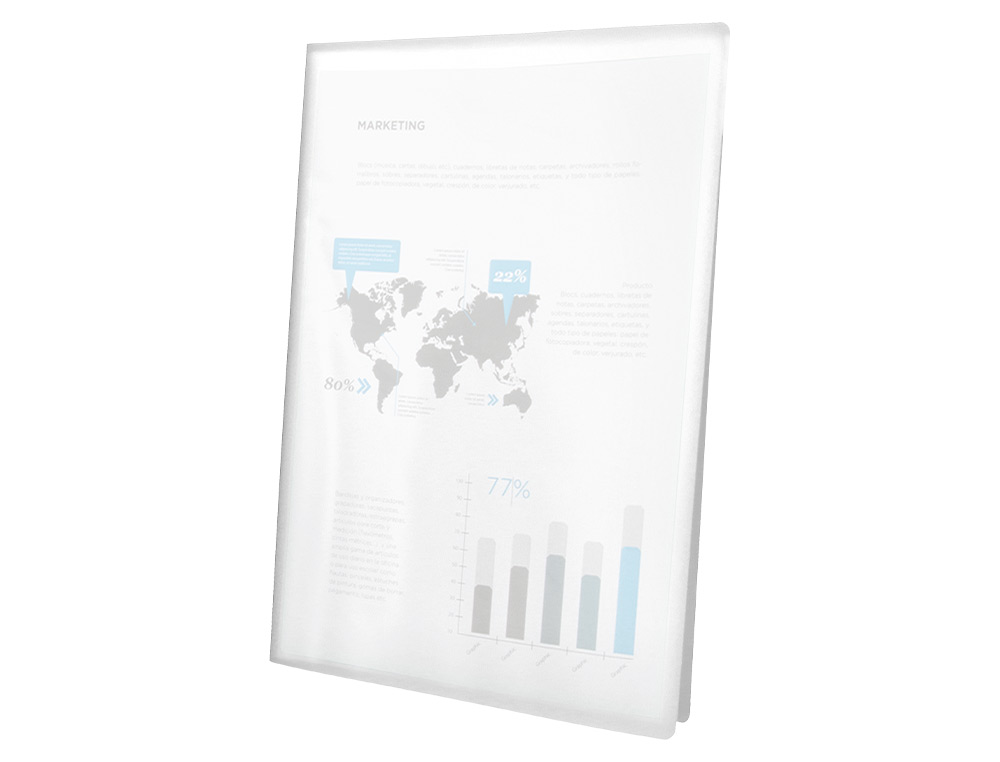CAPA CATALOGO LIDERPAPEL 60 BOLSAS POLIPROPILENO DIN A4 TRASLUCIDA TRANSPARENTE