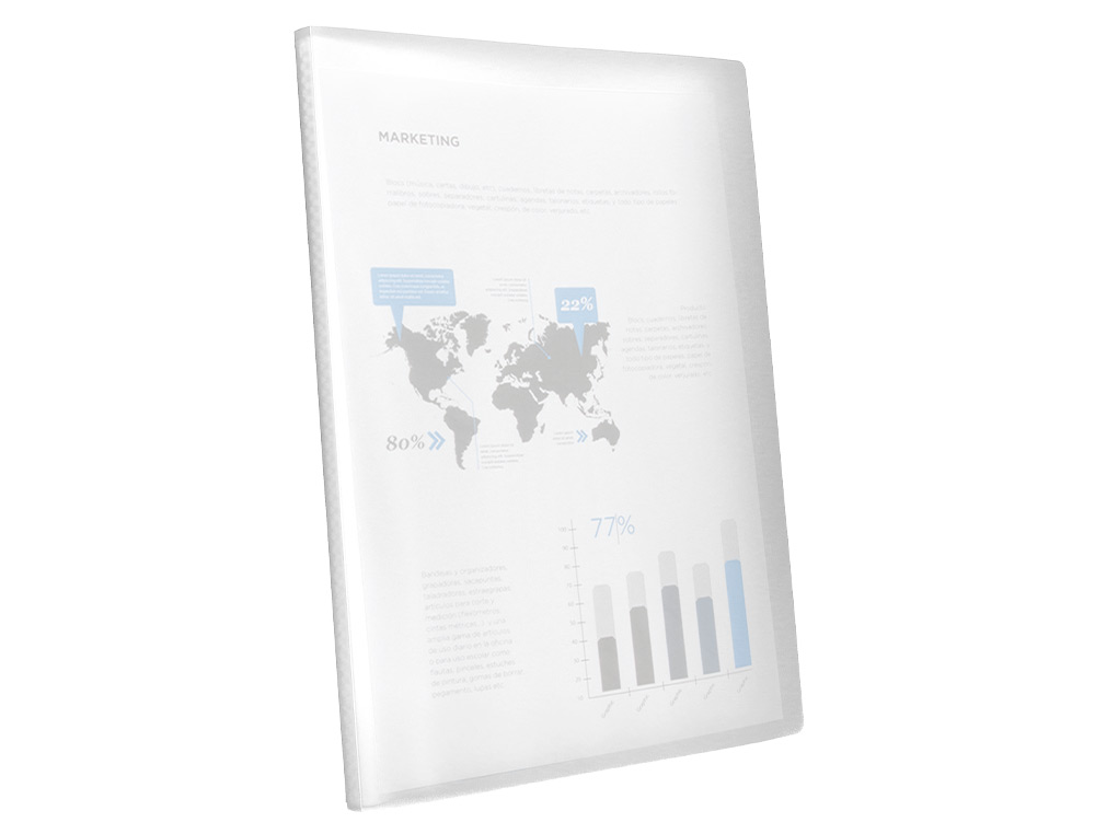 CAPA CATALOGO LIDERPAPEL 60 BOLSAS POLIPROPILENO DIN A4 TRASLUCIDA TRANSPARENTE