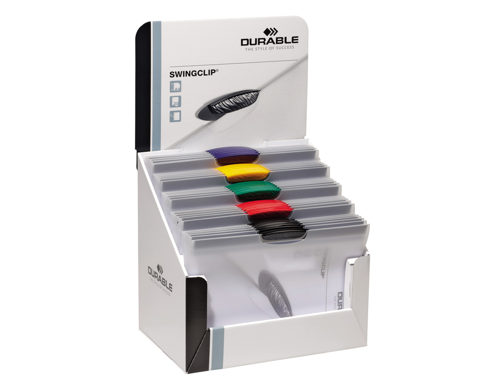 BOLSA DOSSIER SWINGCLIP COM CLIP LATERAL E GIRATORIO DIN A4 CAPACIDADE 30 FOLHAS CORES SORTIDAS