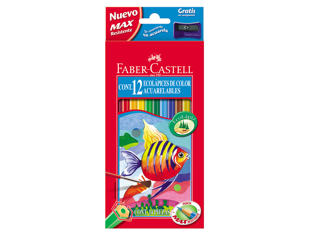 LAPIS DE COR FABER-CASTELL AGUARELAVEIS C/ 12 SORTIDOS