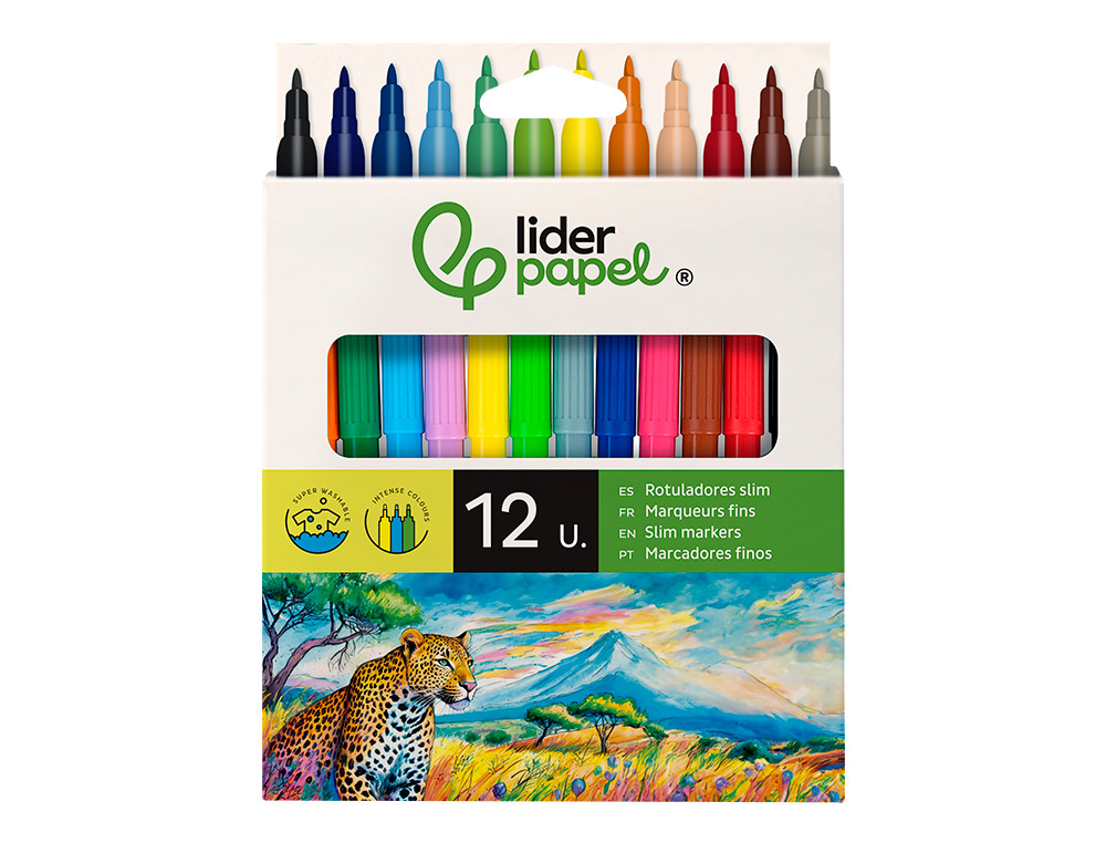 MARCADOR LIDERPAPEL FELTRO SLIM CAIXA 12 CORES