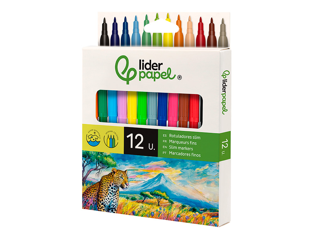 MARCADOR LIDERPAPEL FELTRO SLIM CAIXA 12 CORES