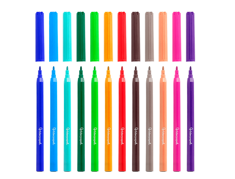 MARCADOR LIDERPAPEL FELTRO SLIM CAIXA 12 CORES