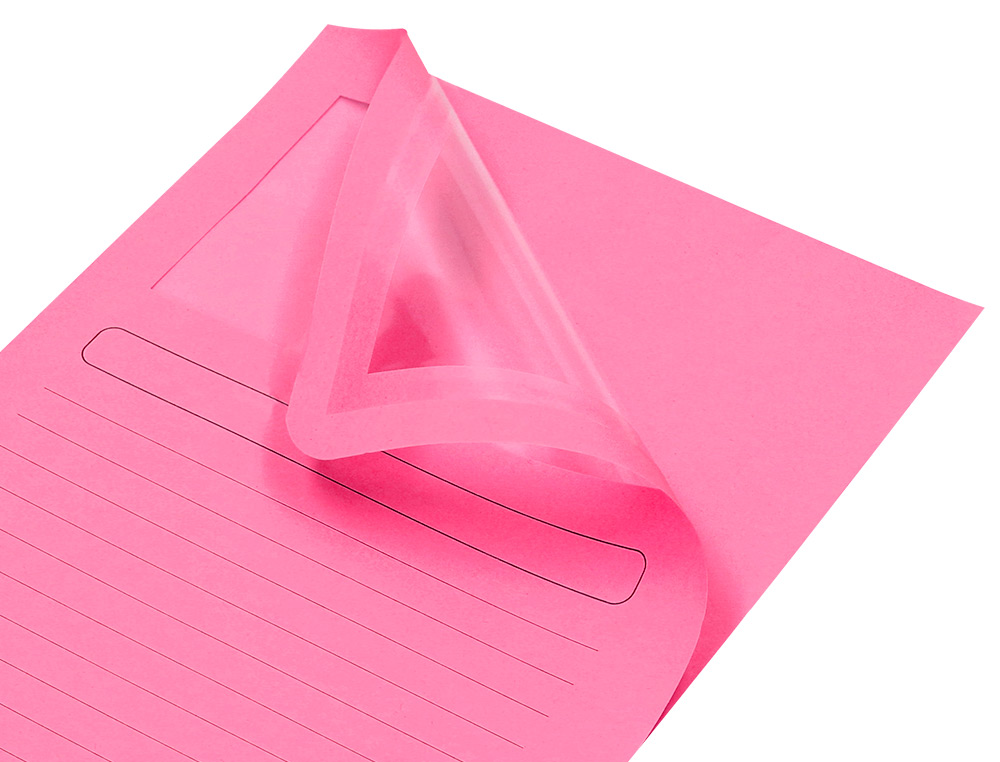 CLASSIFICADOR Q-CONNECT EM CARTOLINA DIN A4 ROSA COM JANELA TRANSPARENTE 120 GR
