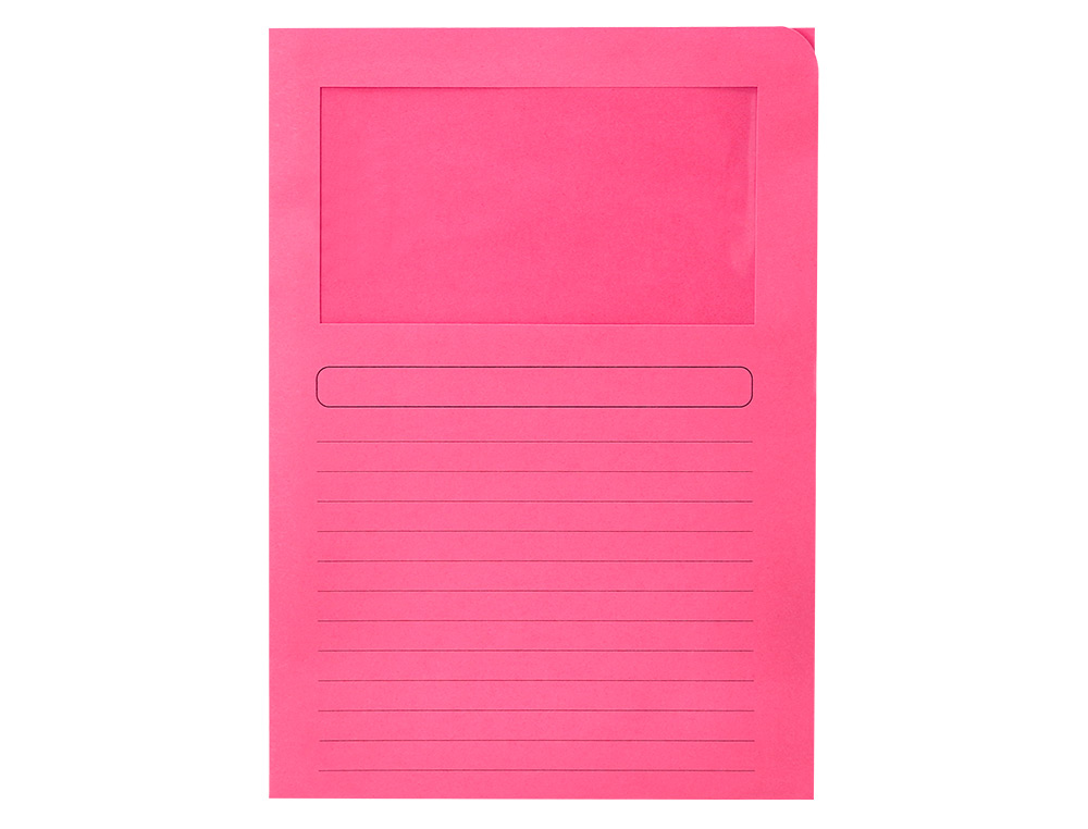 CLASSIFICADOR Q-CONNECT EM CARTOLINA DIN A4 ROSA COM JANELA TRANSPARENTE 120 GR