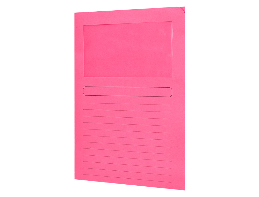 CLASSIFICADOR Q-CONNECT EM CARTOLINA DIN A4 ROSA COM JANELA TRANSPARENTE 120 GR