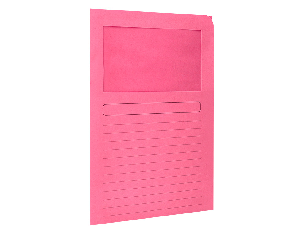 CLASSIFICADOR Q-CONNECT EM CARTOLINA DIN A4 ROSA COM JANELA TRANSPARENTE 120 GR