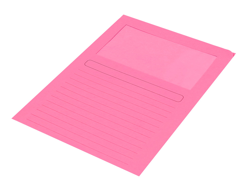 CLASSIFICADOR Q-CONNECT EM CARTOLINA DIN A4 ROSA COM JANELA TRANSPARENTE 120 GR