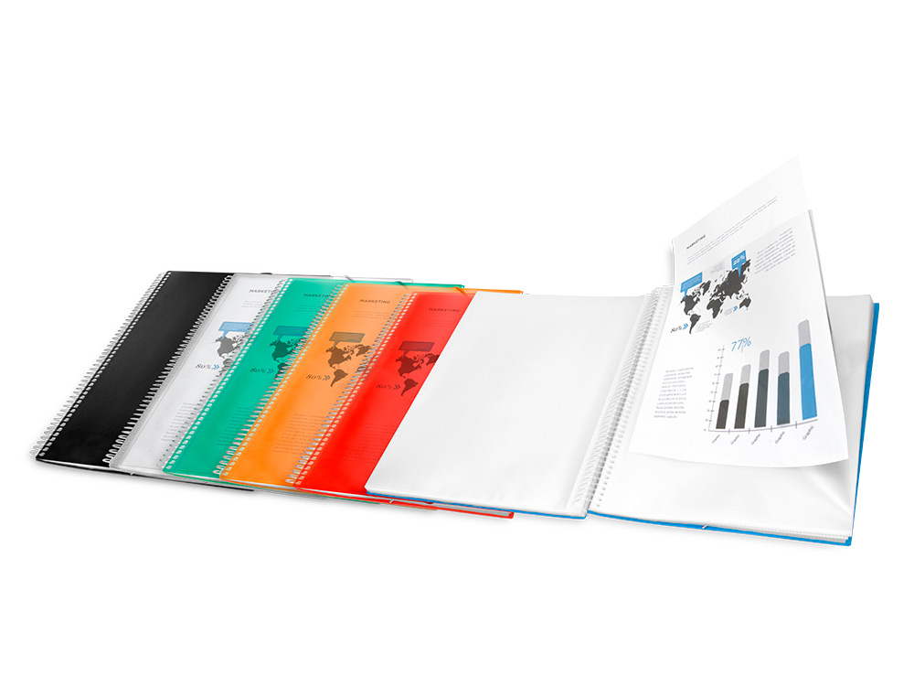 CAPA CATALOGO LIDERPAPEL COM ESPIRAL 20 BOLSAS POLIPROPILENO DIN A4 VERMELHO