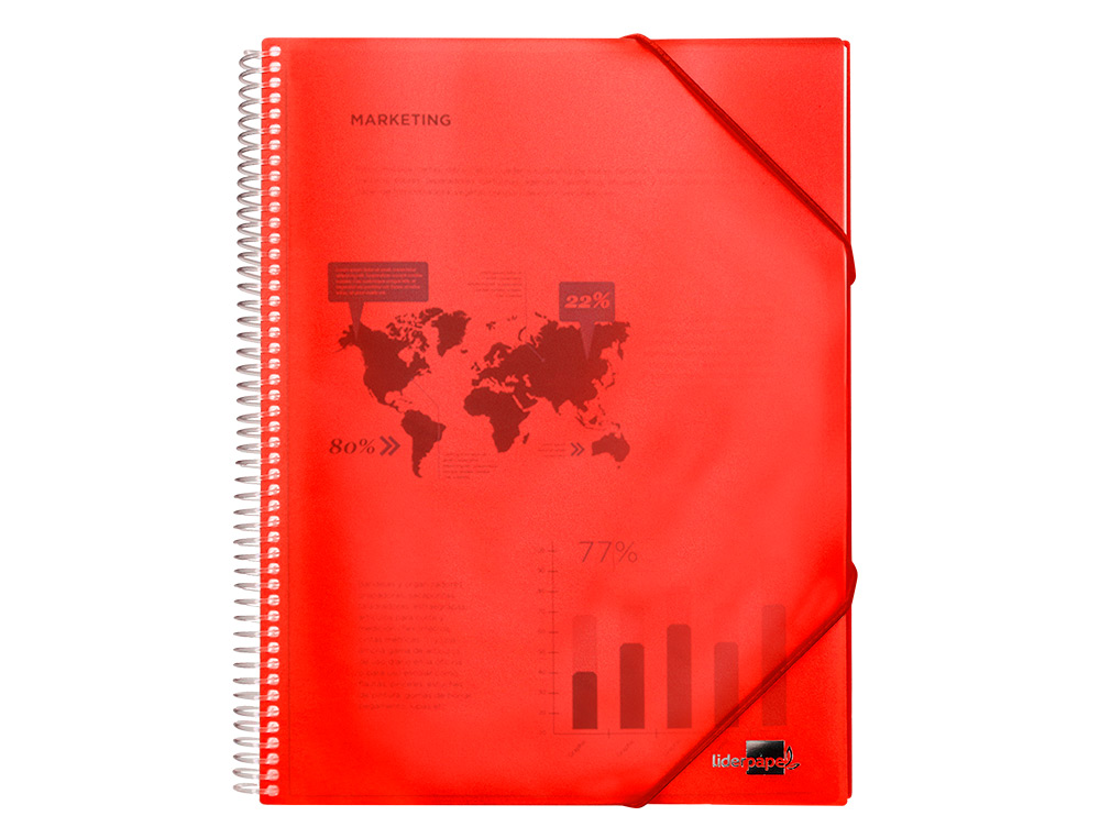 CAPA CATALOGO LIDERPAPEL COM ESPIRAL 20 BOLSAS POLIPROPILENO DIN A4 VERMELHO