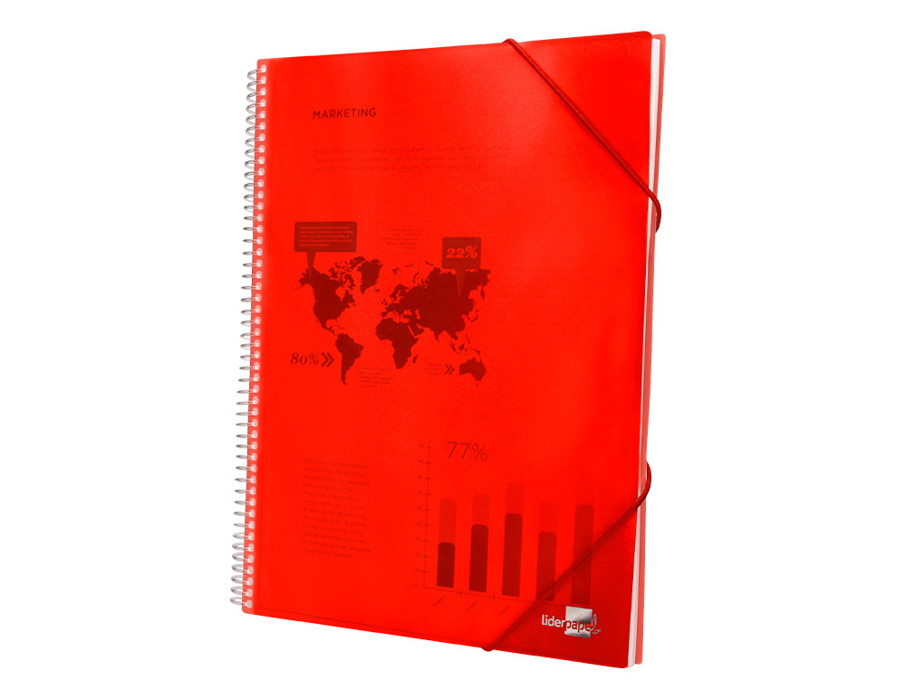 CAPA CATALOGO LIDERPAPEL COM ESPIRAL 20 BOLSAS POLIPROPILENO DIN A4 VERMELHO