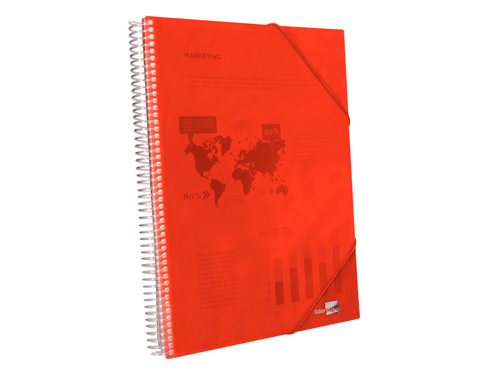 CAPA CATALOGO LIDERPAPEL COM ESPIRAL 20 BOLSAS POLIPROPILENO DIN A4 VERMELHO