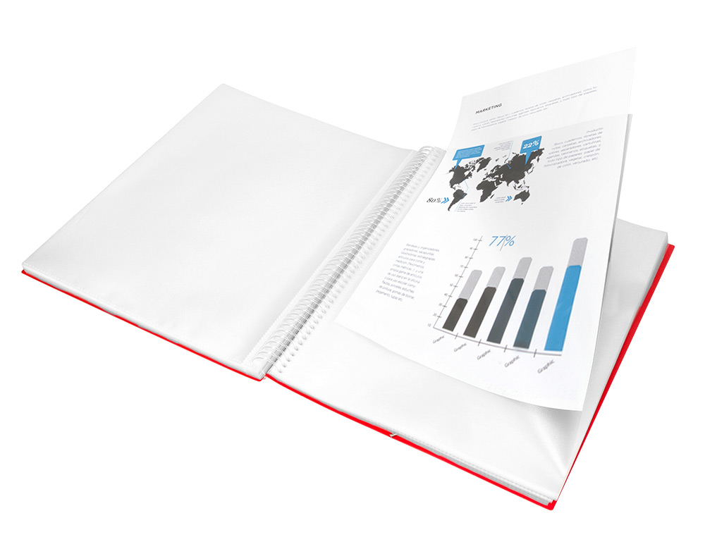 CAPA CATALOGO LIDERPAPEL COM ESPIRAL 20 BOLSAS POLIPROPILENO DIN A4 VERMELHO