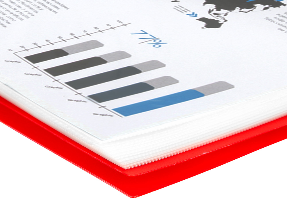 CAPA CATALOGO LIDERPAPEL COM ESPIRAL 20 BOLSAS POLIPROPILENO DIN A4 VERMELHO