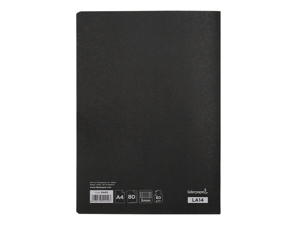 CADERNO AGRAFADO LIDERPAPEL CAPA PRETA DIN A4 80 F QUADRICULA 5MM 60GR