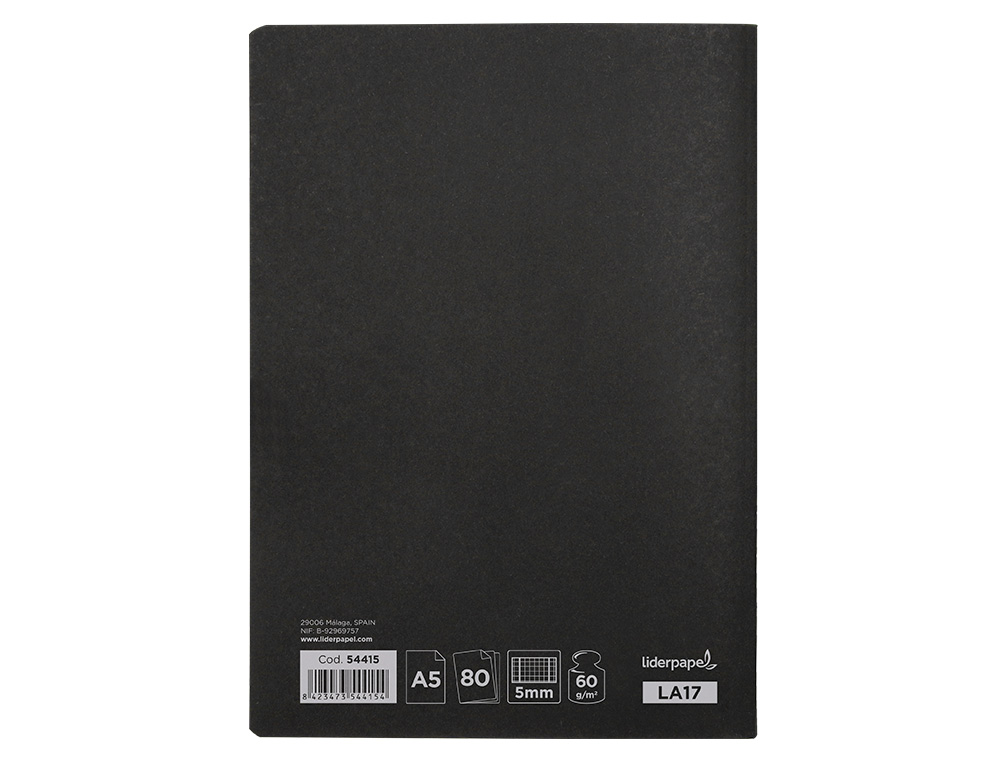 CADERNO AGRAFADO LIDERPAPEL CAPA PRETA DIN A5 80 F QUADRICULA 5MM 60GR