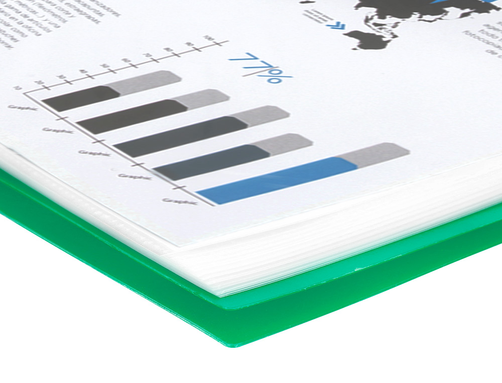 CAPA CATALOGO LIDERPAPEL COM ESPIRAL 80 BOLSAS POLIPROPILENO DIN A4 VERDE